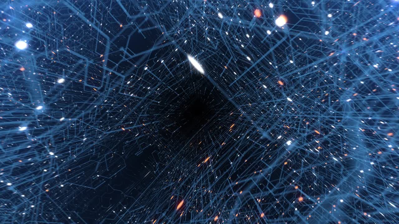 4K seamless loop of print circuit technology cyber and futuristic concept. Circuit Board with moving electrons. CPU processing Data. Futuristic HUD technology Screen Data animation.