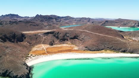 stunning aerial view of tecolotito beach, la paz, with crystal-clear turquoise waters