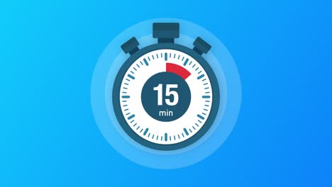 the 15 minutes, stopwatch icon. stopwatch icon in flat style, timer on on color background. motion graphics.