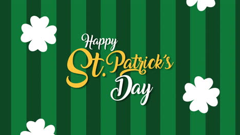 happy saint patricks day lettering with clovers leafs