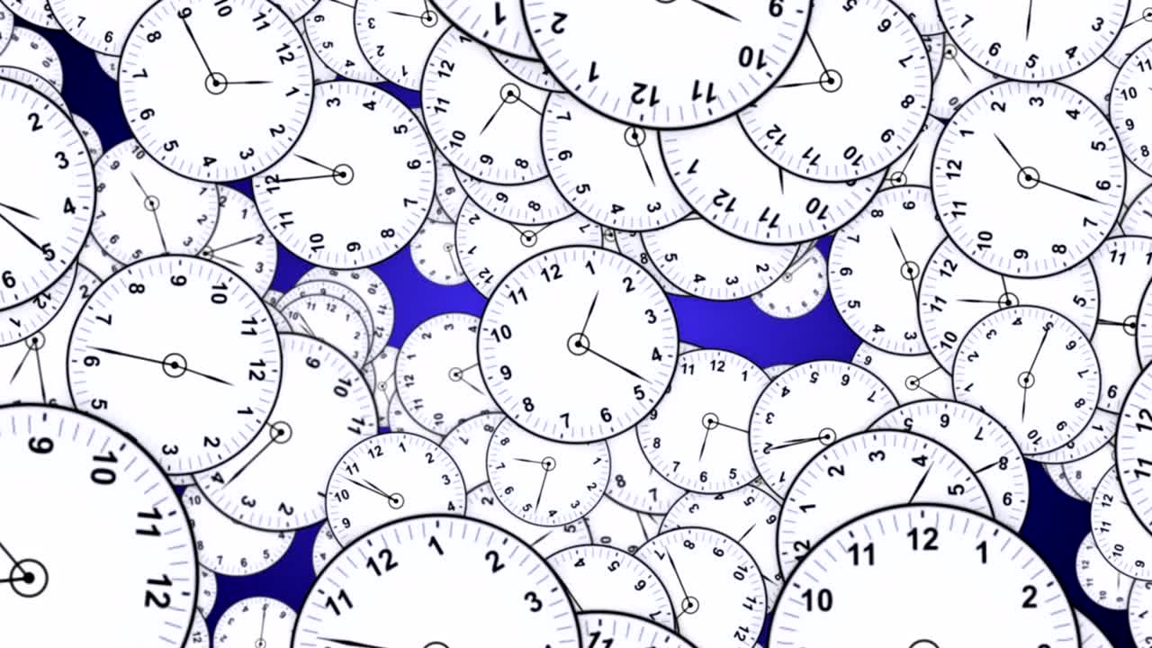 Falling CLOCKS Animation, Background, Rendering, with Alpha Matte, Loop