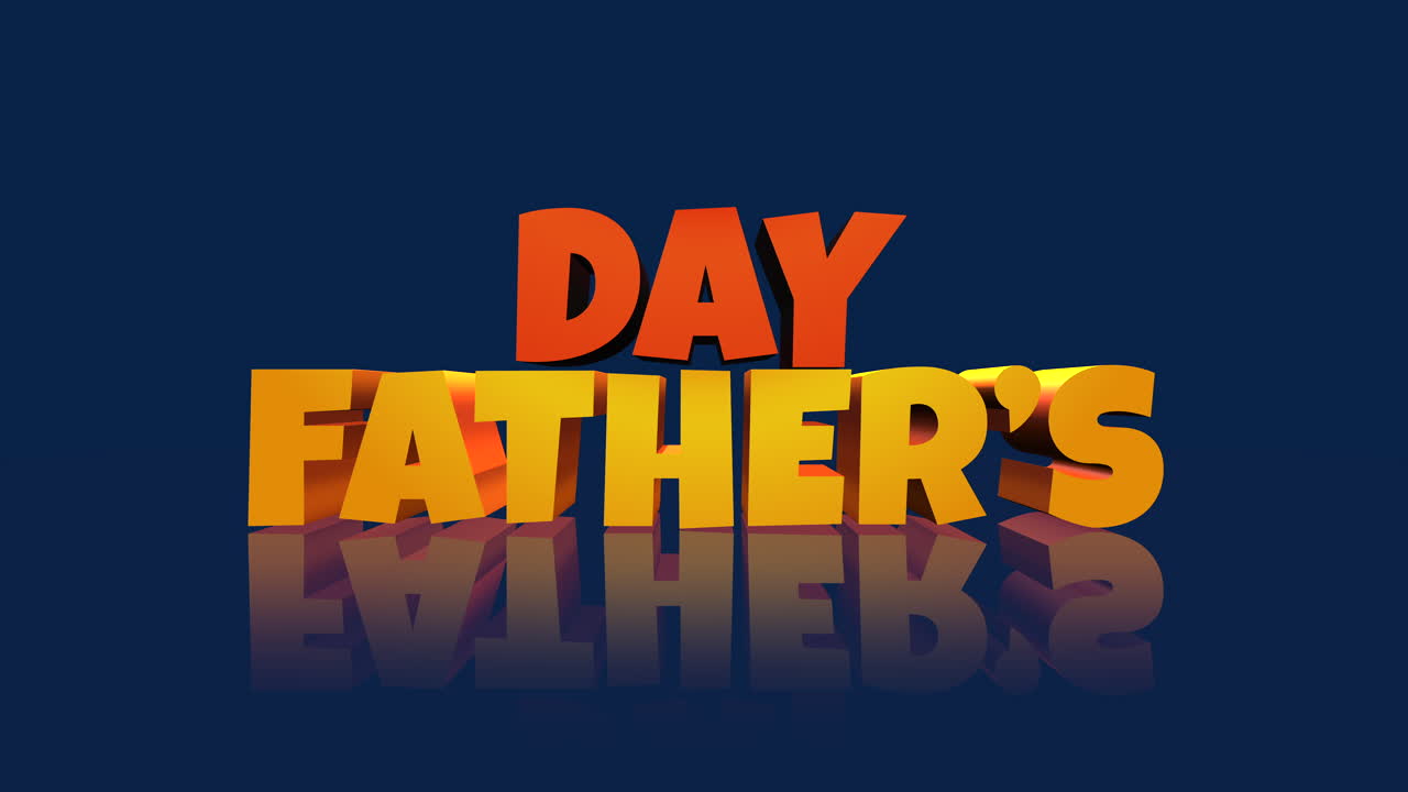 Cartoon Fathers Day text on blue gradient