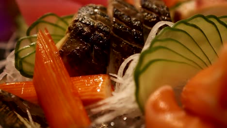 colorful sashimi platter with fresh ingredients