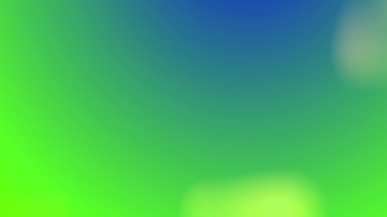 Digital animation of spots of light moving against green and blue gradient background