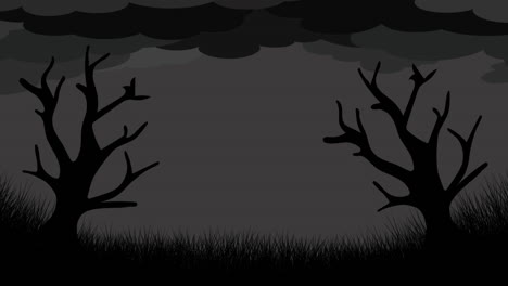 animation of trees moving over clouds