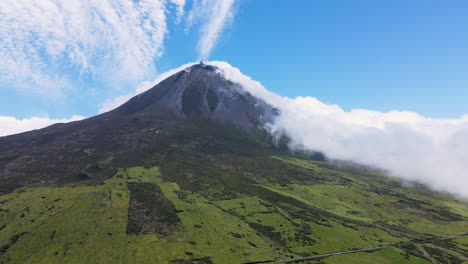 aerial view of the breath taking mountain at pico´s island, azores