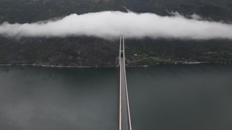 areal footage of one of the longest suspension bridges in the world