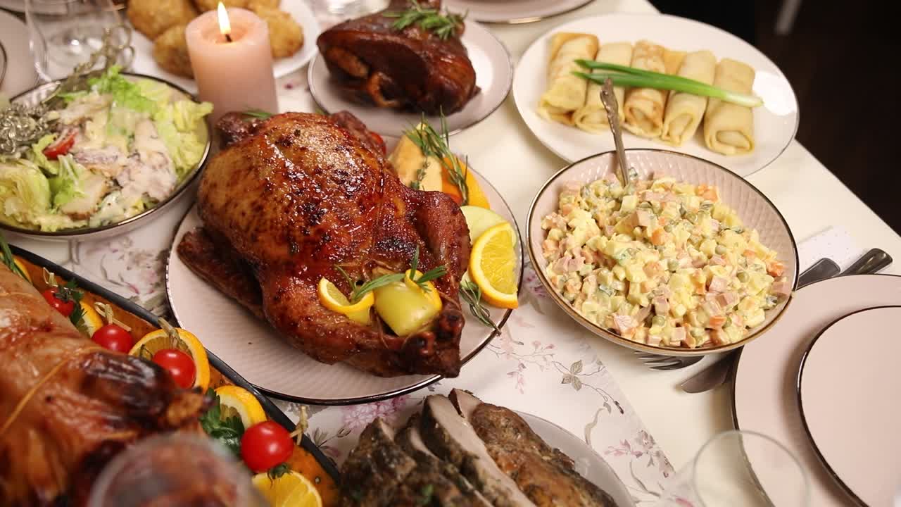 축제 러시아 저녁 테이블