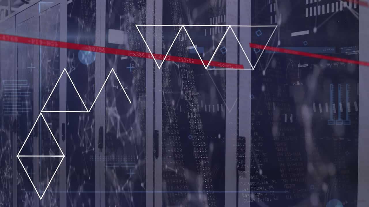Animation of data processing over server room