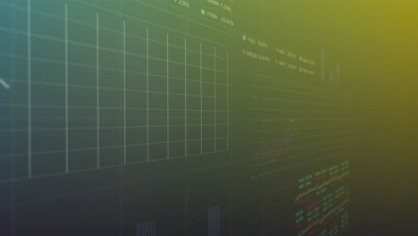 Animation-of-statistical-and-stock-market-data-processing-against-green-gradient-background