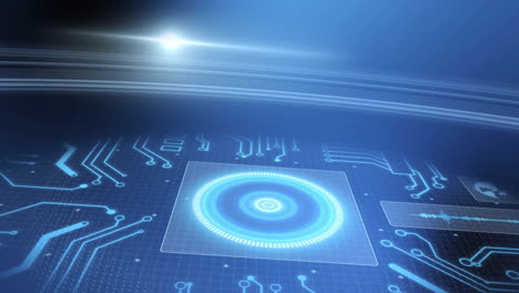 animation of data processing over scope scanning with computer circuit board