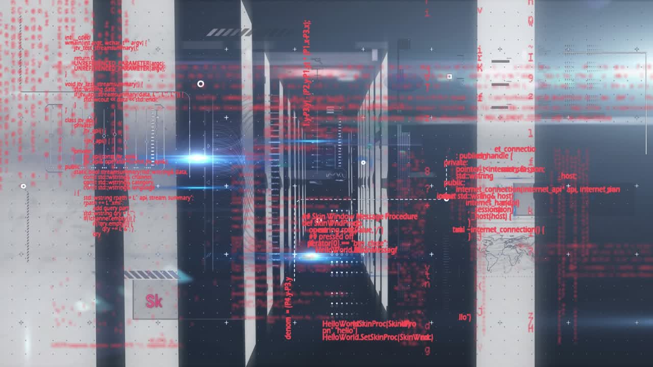 Animation of data processing and analysis complete over servers