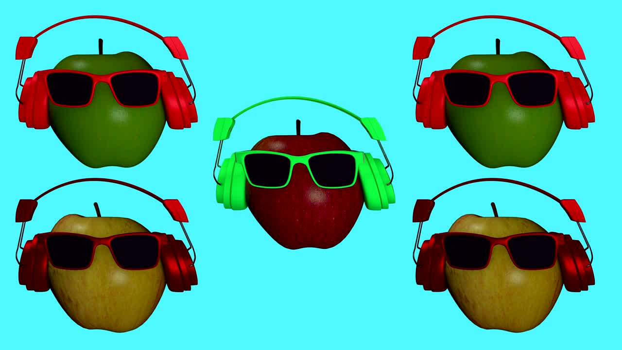 멋진 사과들의 3d 애니메이션, 루프