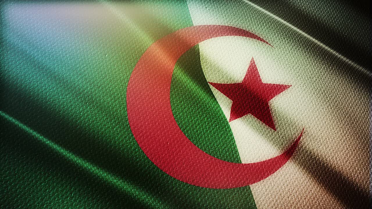bandera de argelia está agitando animación 3d. bandera de algeria agitando en el viento. bandera nacional de algeria. animación de bucle sin costuras de bandera. resolución de alta calidad 4k
