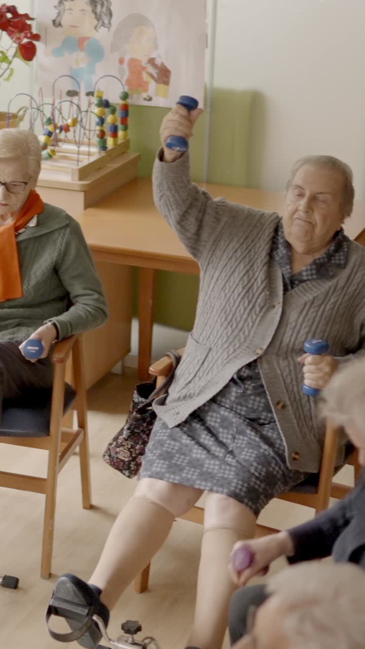 Group of seniors exercising in a nursing home