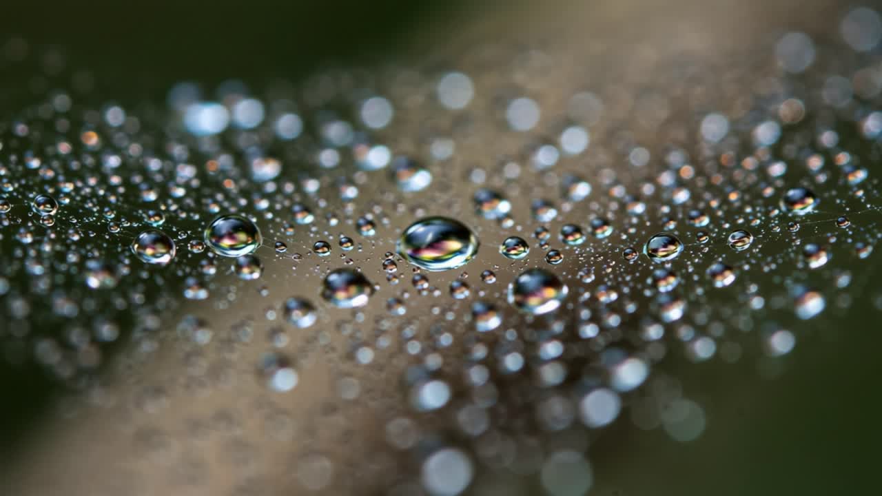 A Captivating Close-Up of Dew Drops on a Leaf, Highlighting the Stunning Details and Reflections of Water Droplets Captured in Nature's Beauty