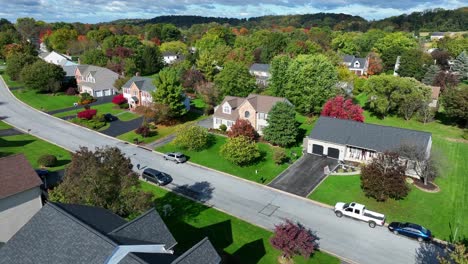 Upscale-suburb-in-USA-during-autumn