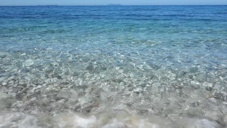 crystal clear turquoise water of beach on the albanian riviera. low angle view