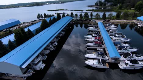 Drone-fps-shot-of-Simco-lake-swooping-in-by-boat-yard