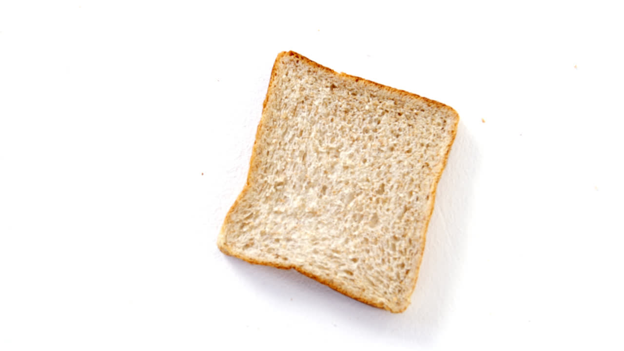 Single bread slice on white background