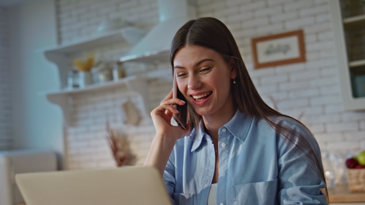 Worker hand touching computer at table closeup. Talking freelancer lady calling