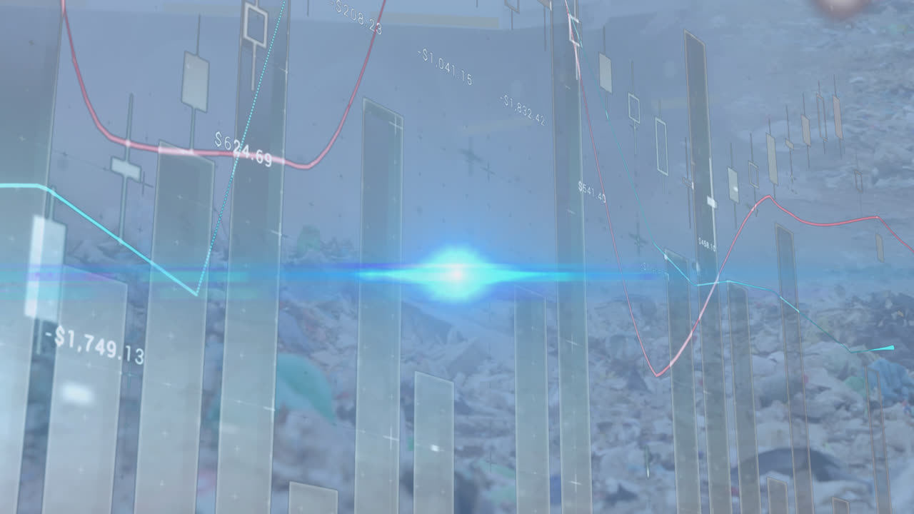 폐기물 처분 장소에 대한 통계 및 데이터 처리의 애니메이션