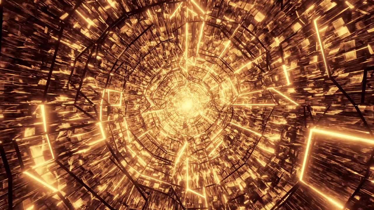 diseño de corredor de túnel de vidrio de marco de alambre brillante ilustración en 3d papel tapiz en vivo fondo de movimiento vj bucle