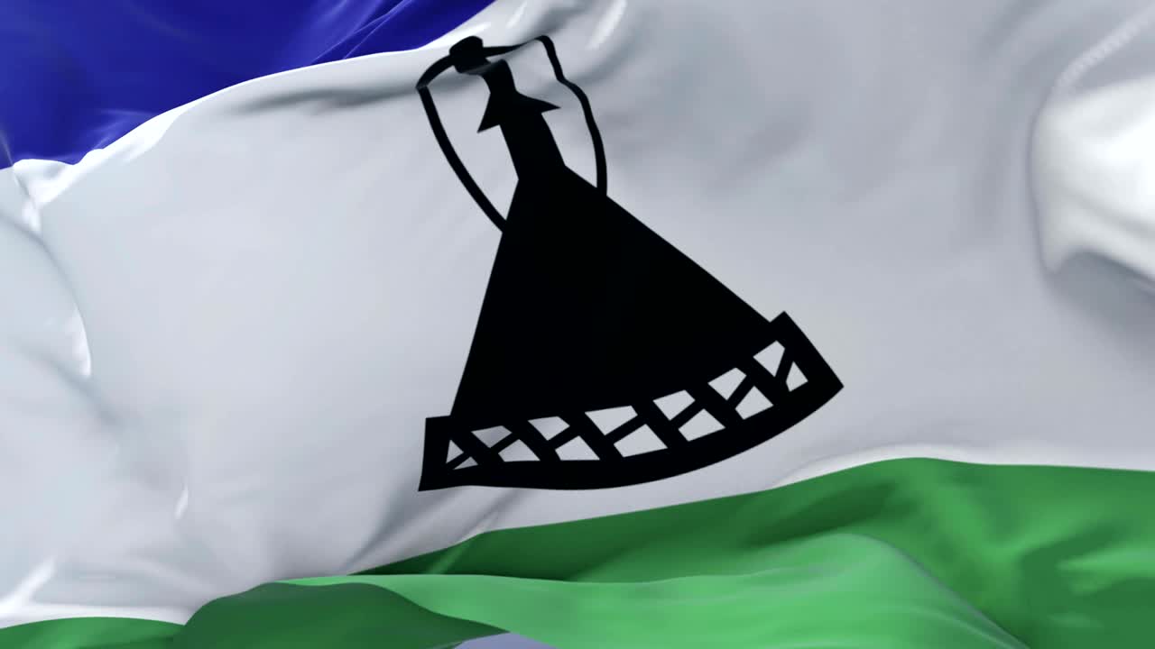 레소토의 발이 바람에 흔들리고 푸른 하늘이 느리게 회전하고 있습니다.