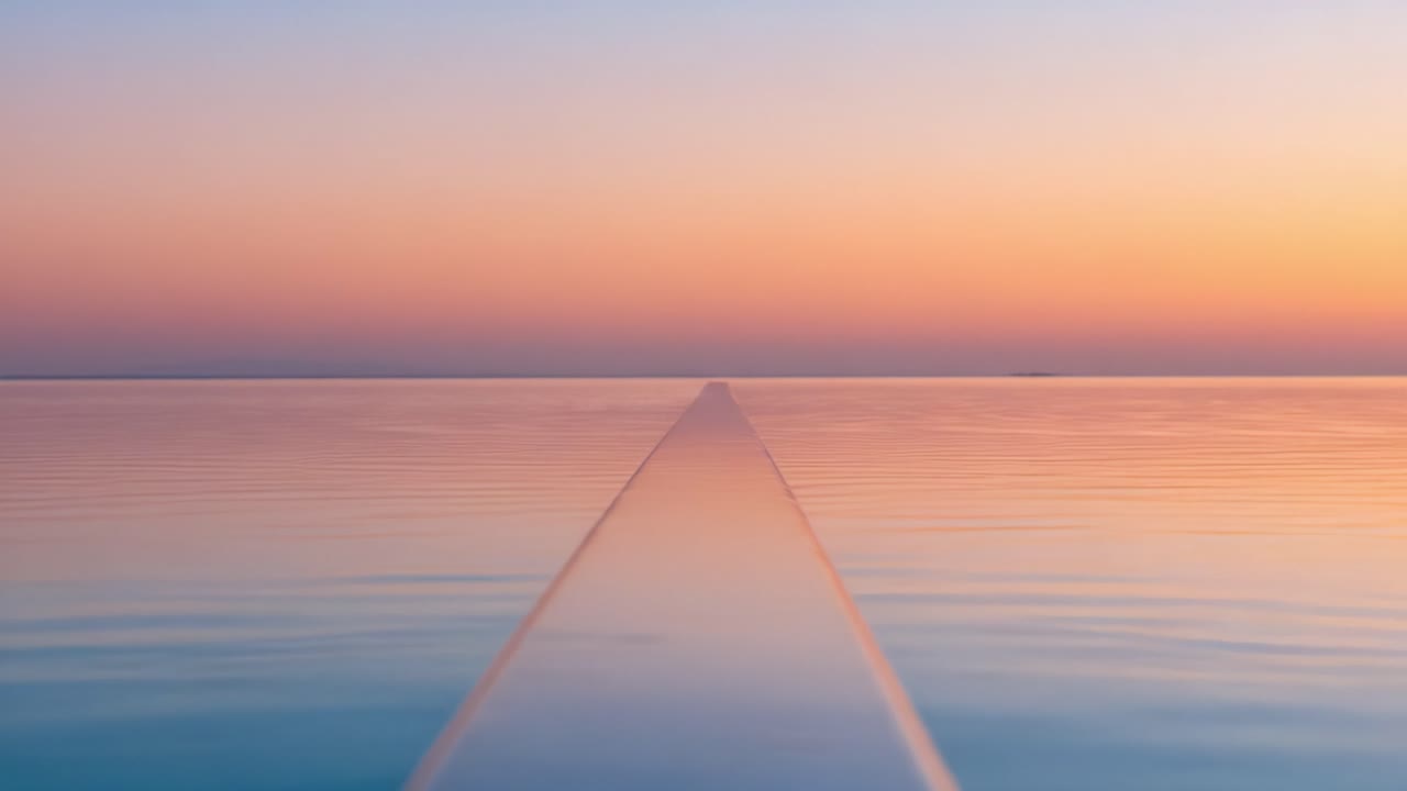 Serene Horizon: A Tranquil Perspective on a Still Waterway at Sunset, Capturing the Rich Tones of Dusk Reflected in the Calm Surface