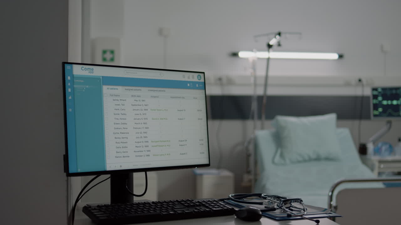 Nobody in hospital ward with bed for patient healthcare