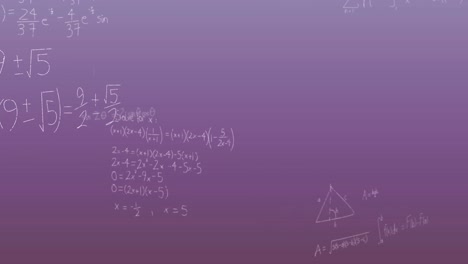 animation of mathematical equations and formulas floating against purple gradient background