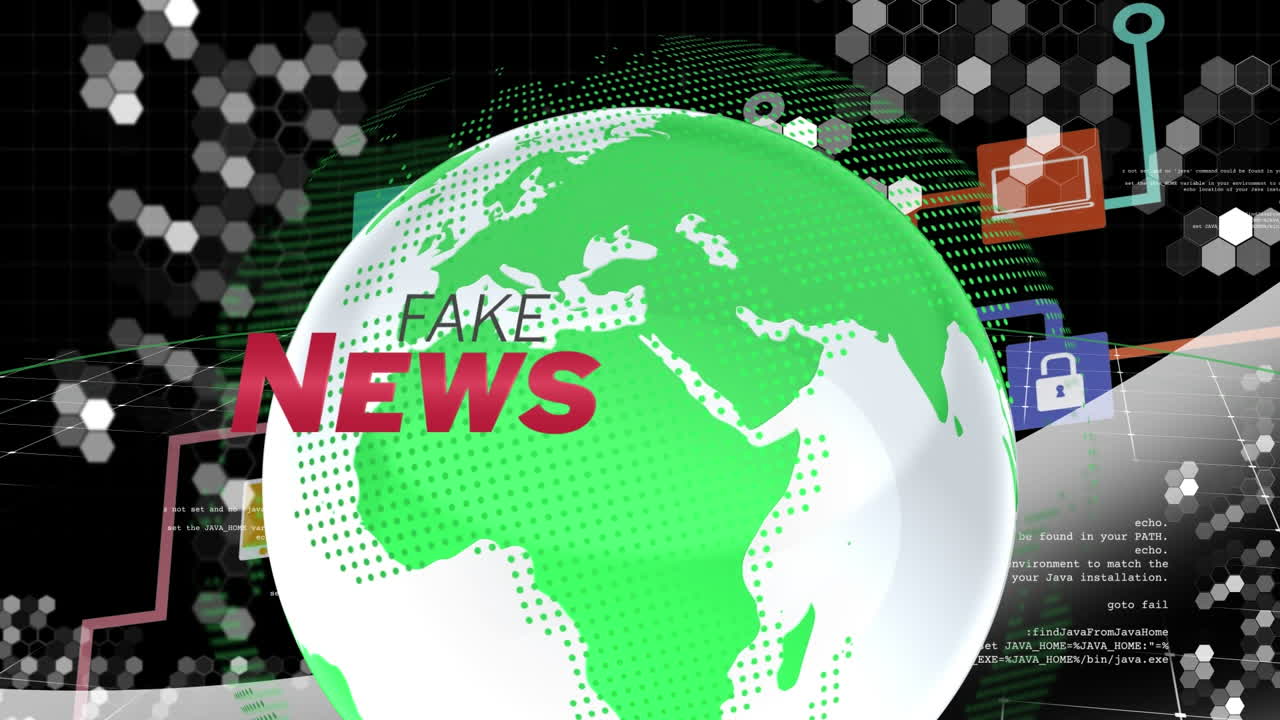 animación del procesamiento de datos y globo sobre fondo negro