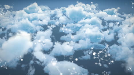 animación de fórmulas químicas rotativas sobre las nubes