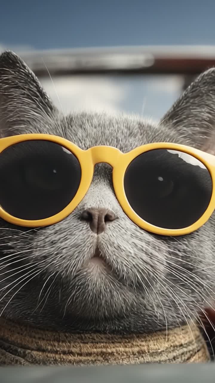 Kucing Bergaya dengan Kacamata Hitam: Momen Menawan Pesona dan Kepribadian Kucing di Balik Bulu Abu-abu dengan Kacamata Hitam yang Mencuri Perhatian.