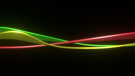 animation of glowing banner flags in red, green, and yellow on a black background