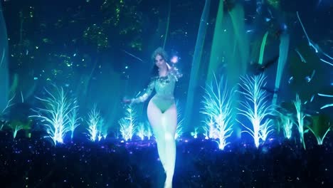 mystical woman in a glowing forest