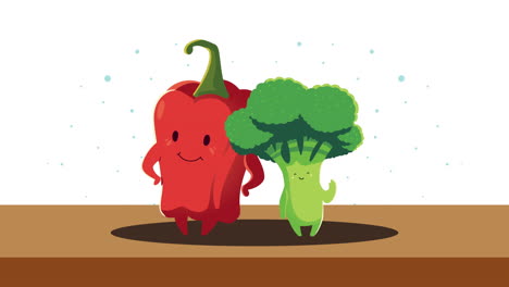 pepper and broccoli vegetables characters