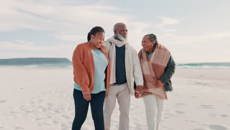 Beach,-walking-and-family-bonding-together