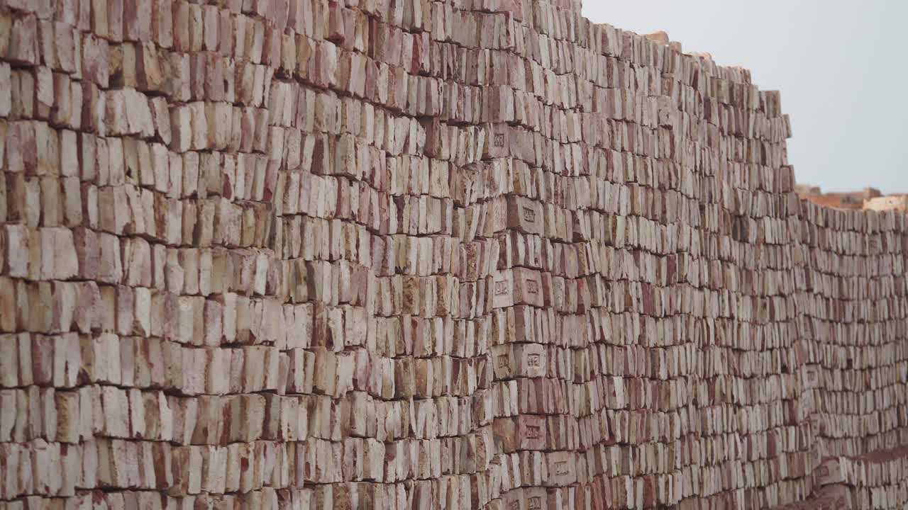 Stacked Bricks in a Brickyard