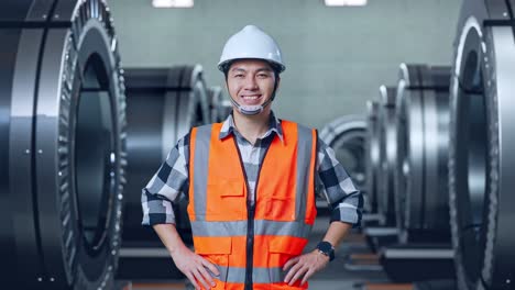 trabajador de fábrica sonriente