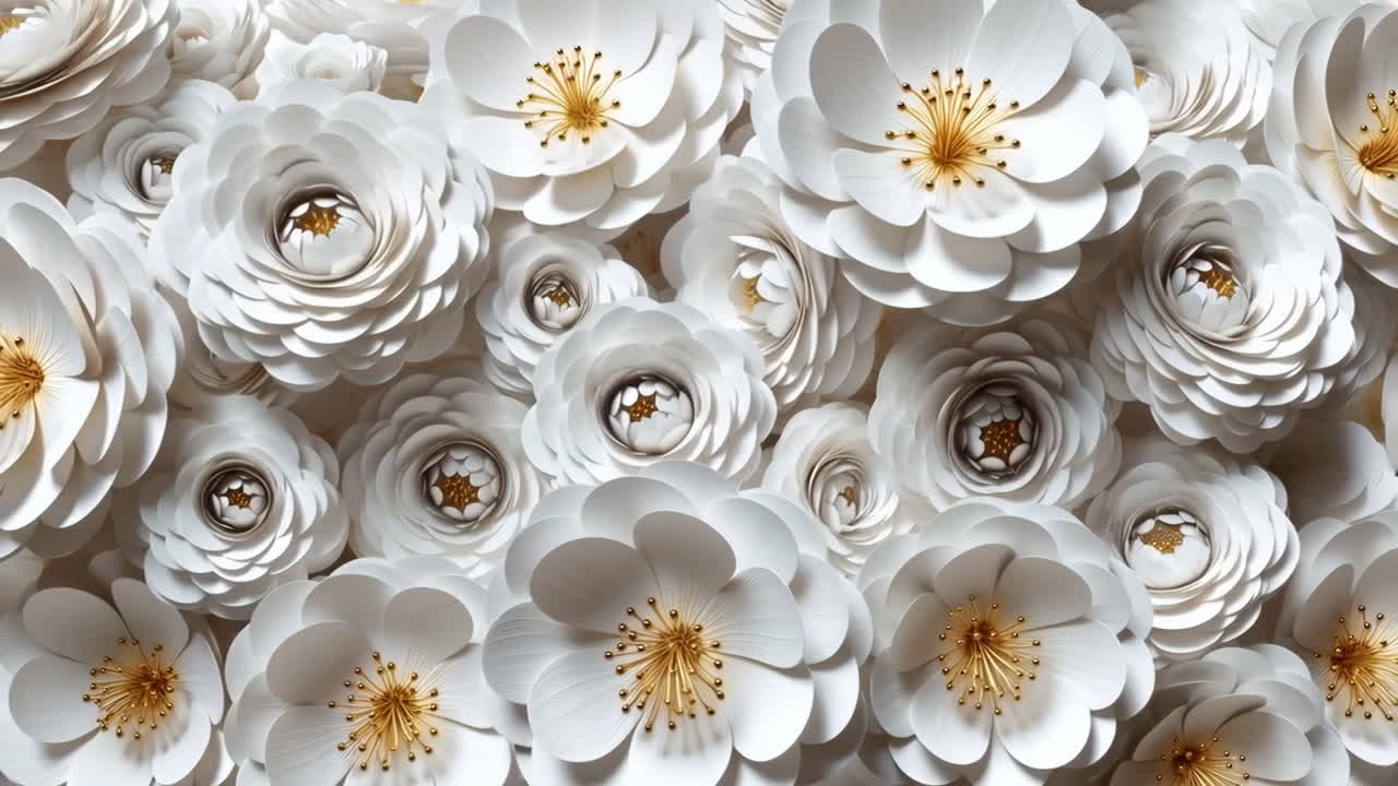 Elegant White Paper Flowers Background