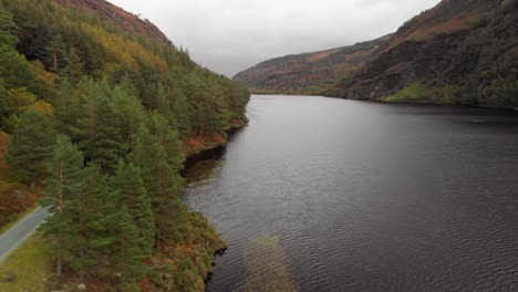 flying backward over a lake in ireland