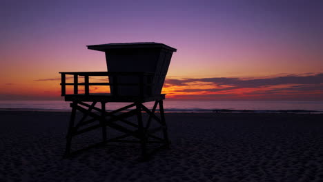 lifeguard stand silhouette at sunset on the beach