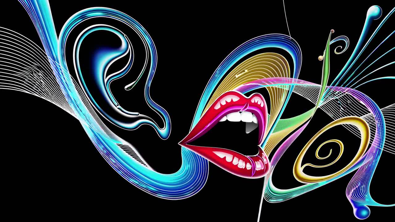 abstracto labios y orejas de colores