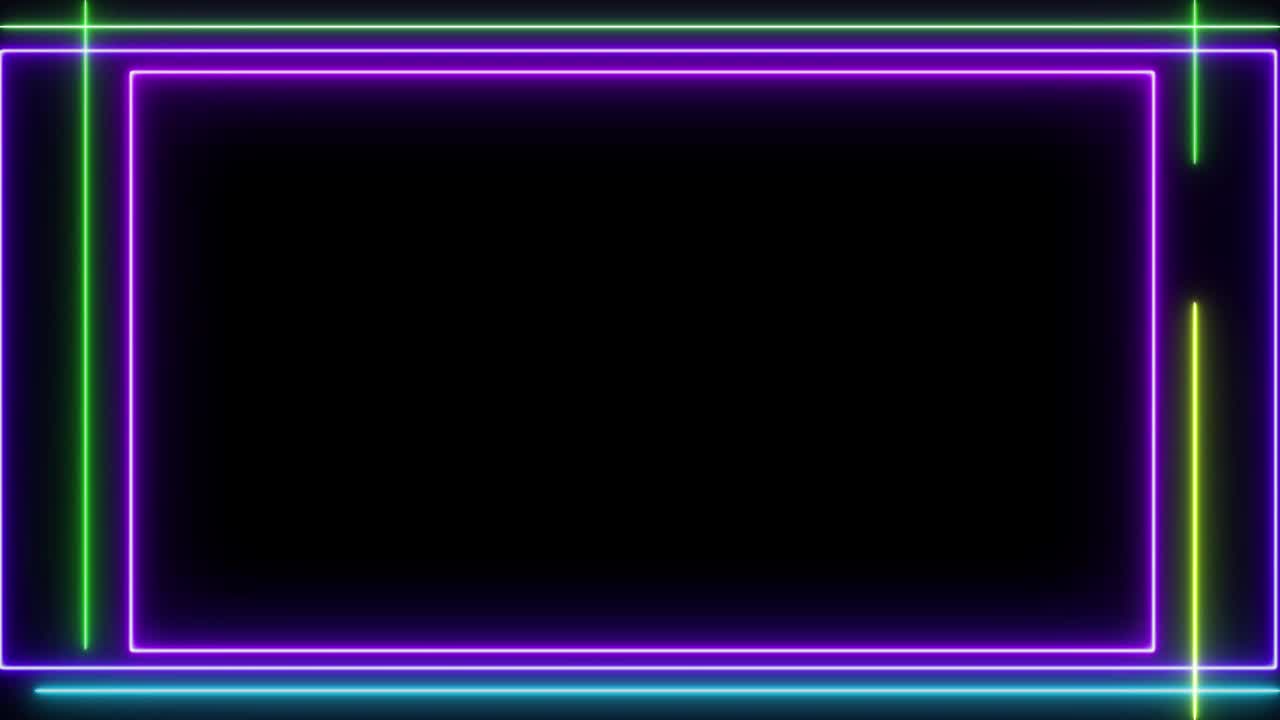 marco de neón de luz abstracta en fondo negro. espectáculo de láser animación en bucle. video 4k