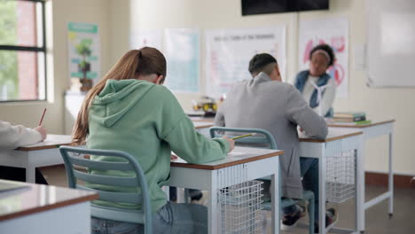 students in a classroom learning