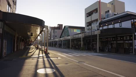 sunset over takayama city streets in gifu japan