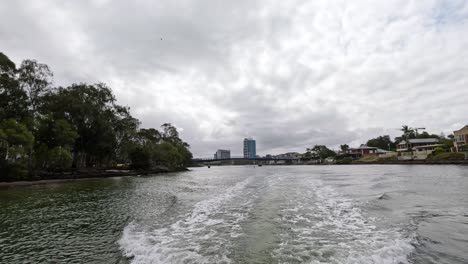 a scenic boat journey along a city river