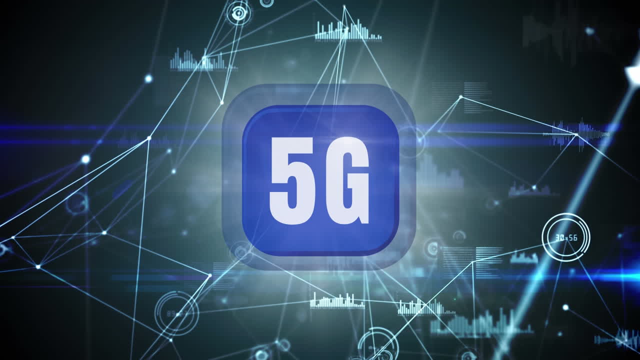animazione del pulsante 5g con connessioni dati