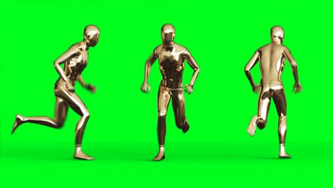 la animación del personaje del hombre de oro se aísla en la pantalla verde.